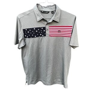 Travis Mathew Short Sleeve Golf Outdoor Sea to Sea Americana Polo Shirt Medium